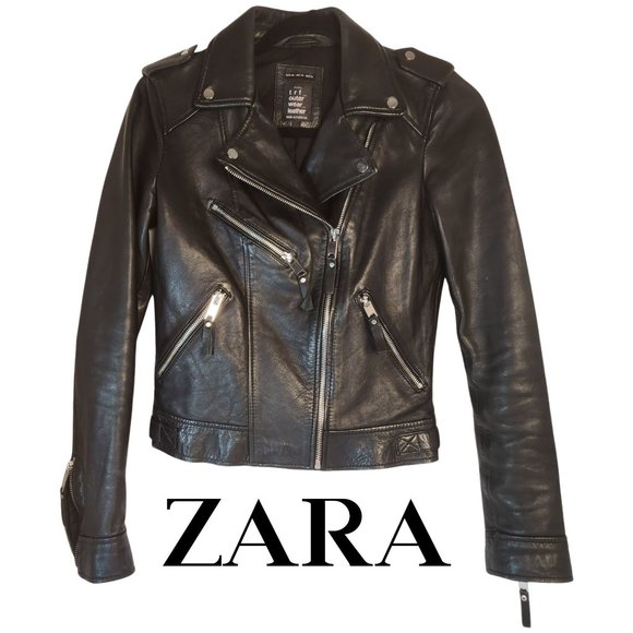 ZARA TRF Leather Moto Jacket Buttery Soft Lambskin Leather Women's XS - Picture 1 of 16